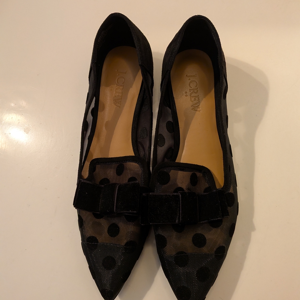 J CREW Sheer Black Polka Dot Women's Shoes | US 6